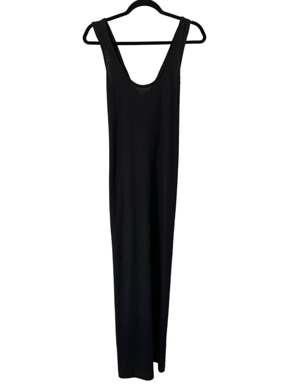 Old Navy Dress Small Tall Ribbed Maxi Tank Sleeveless Black Linen Blend NEW